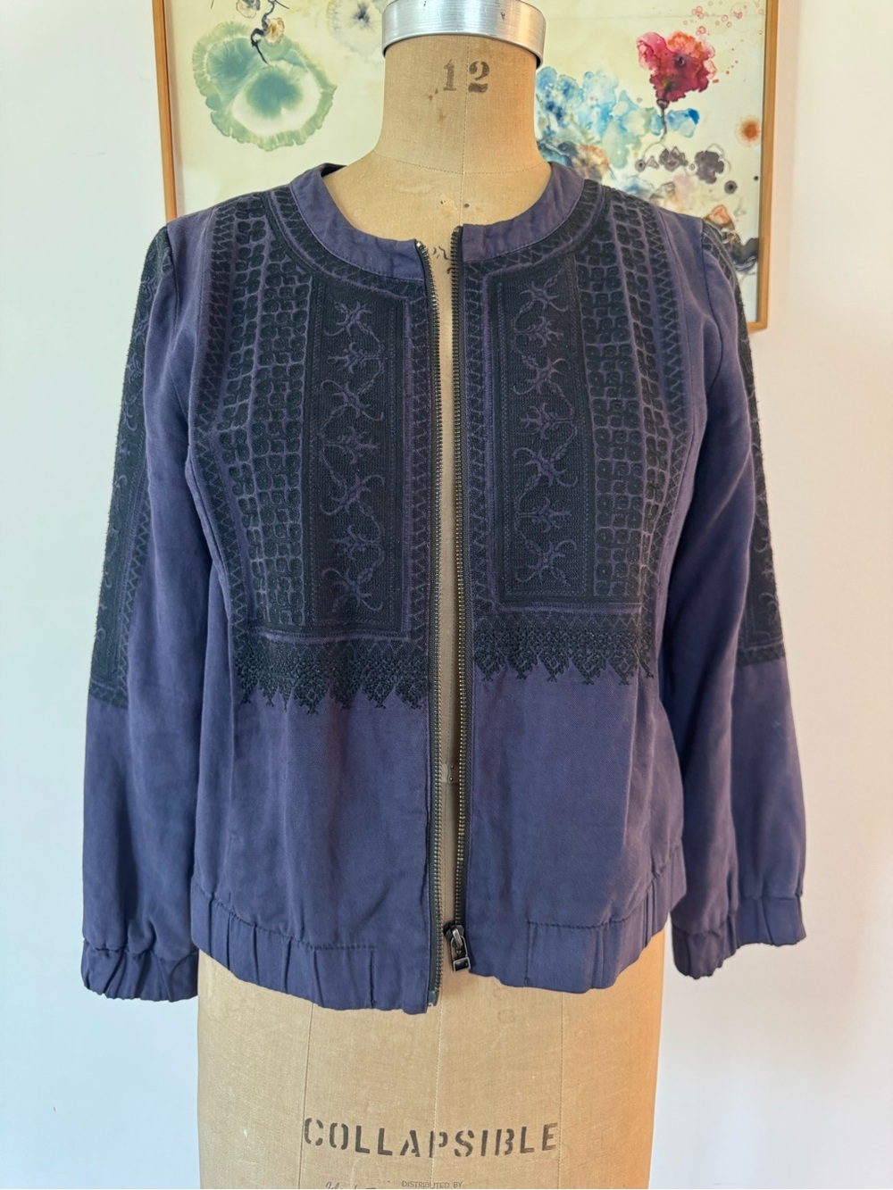 Madewell Embroidered Zip-Front Women's Jacket - Navy